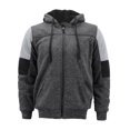 thumbnail image 2 of Men’s Two Tone Warm Soft Sherpa Lined Moto Quilted Zipper Fleece Hoodie Jacket (MSM-40-3 Heathered Black, 2XL), 2 of 6