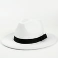 thumbnail image 4 of Classic White Fedora Hat Wide Brim Felt Hat with Black Band Stylish Unisex Hat for Formal Events Casual Fashion, 4 of 4