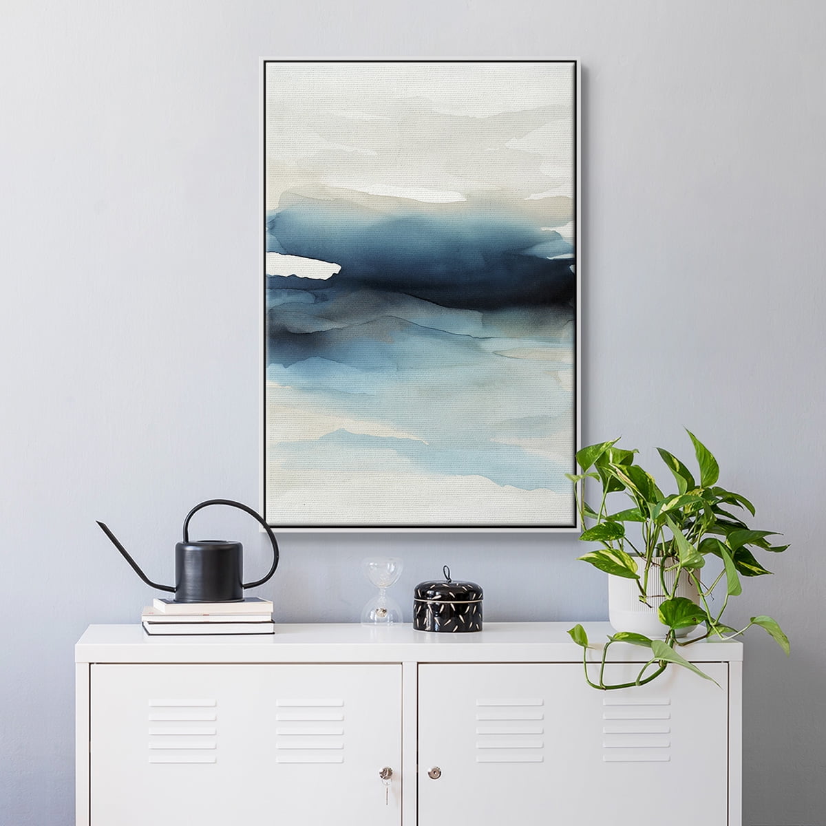 Waves II Framed Premium Gallery Wrapped Canvas - Ready to Hang - 17 x 25 - White Floating Frame