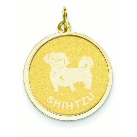 Shih Tzu Pendant - 14k Gold Shih Tzu Disc Charm - Measures 26.3x19.3mm