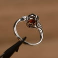 thumbnail image 3 of genuine natural garnet ring oval cut wedding ring solid sterling silver January birthstone, 3 of 4