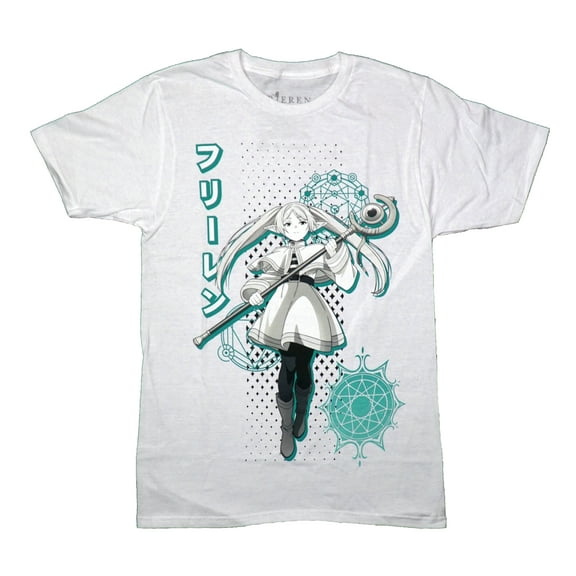 Frieren Beyond Journey's End Mens T-Shirt - Frieren standing Kanji Text (Small)