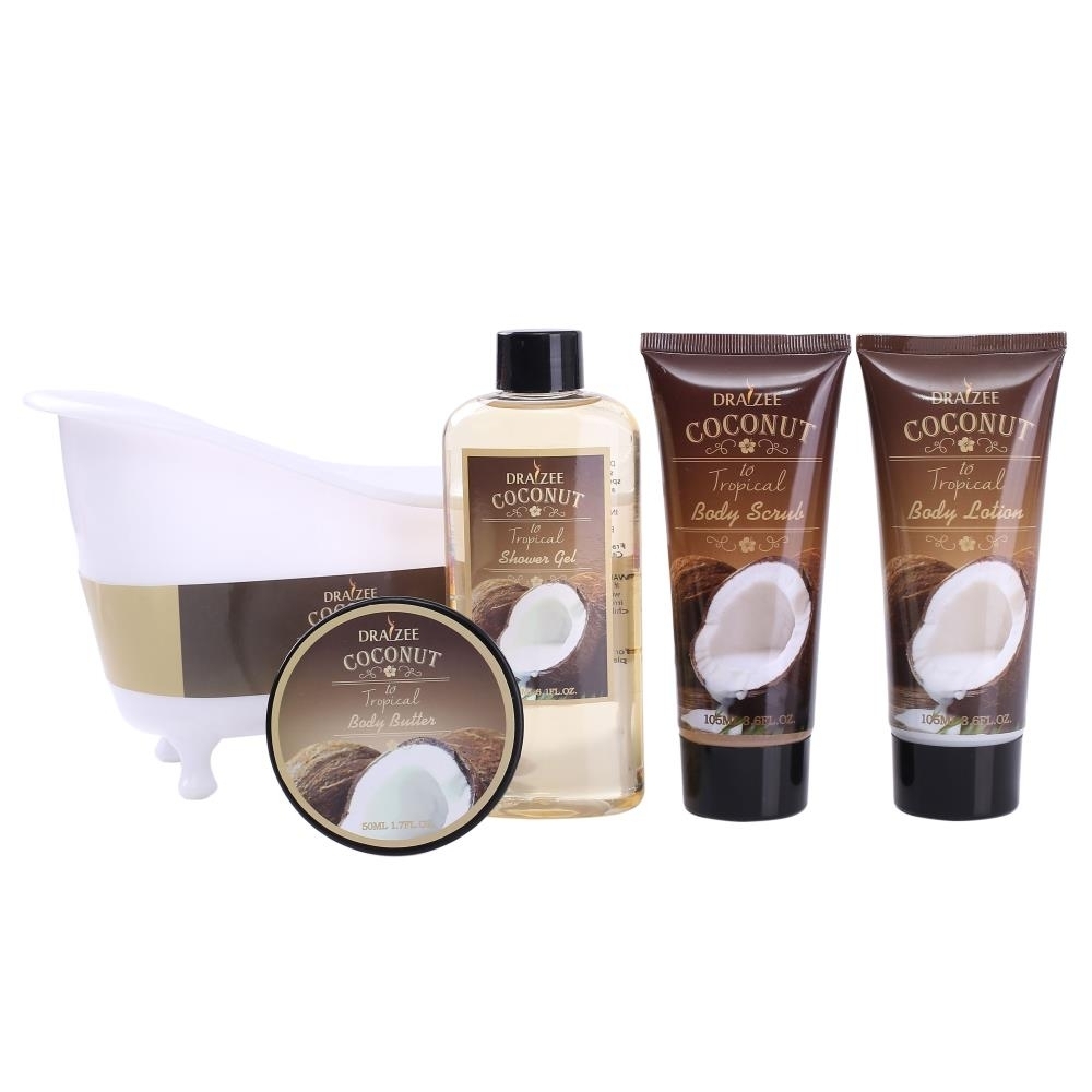 Draizee Spa Gift Basket with Refreshing Coconut Fragrance Luxury Bath and Body Set Includes Natural Shower Gel Body - image 2 of 7