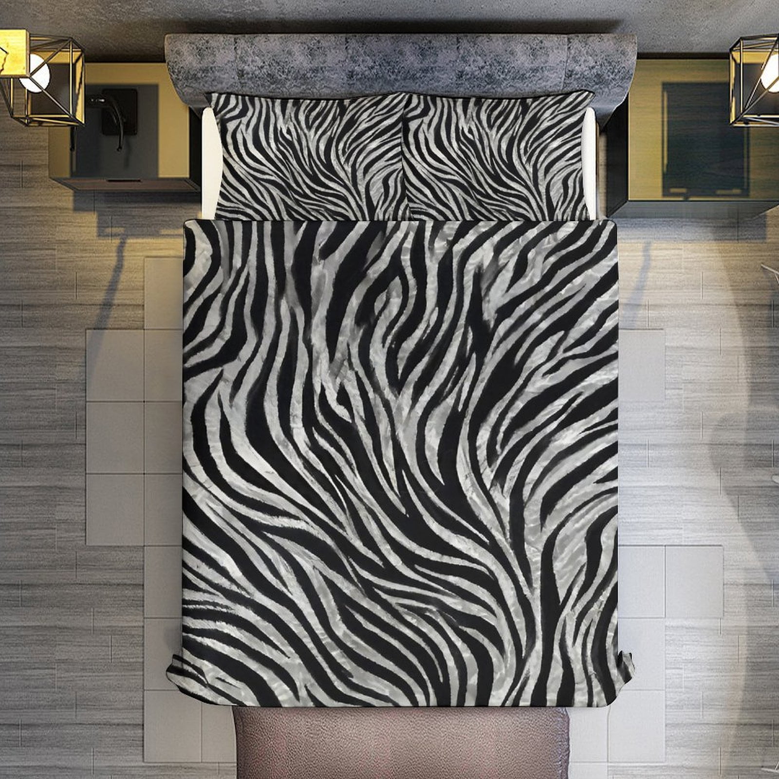 Zebra Pattern Fashion Style Set Duvet Cover Themed Multicolor Polyester Bedding Set Duvet Cover for Twin Size