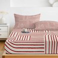 thumbnail image 6 of Cal.King Size Fitted Sheet Set - Red Boho 3 Piece Bedding Sets 16" Deep Pocket Fitted Sheet with 2 Pillowcases, Abstract Geometric Curves Lines Modern Brushed Microfiber Hotel Luxury Bed Sheets, 6 of 9
