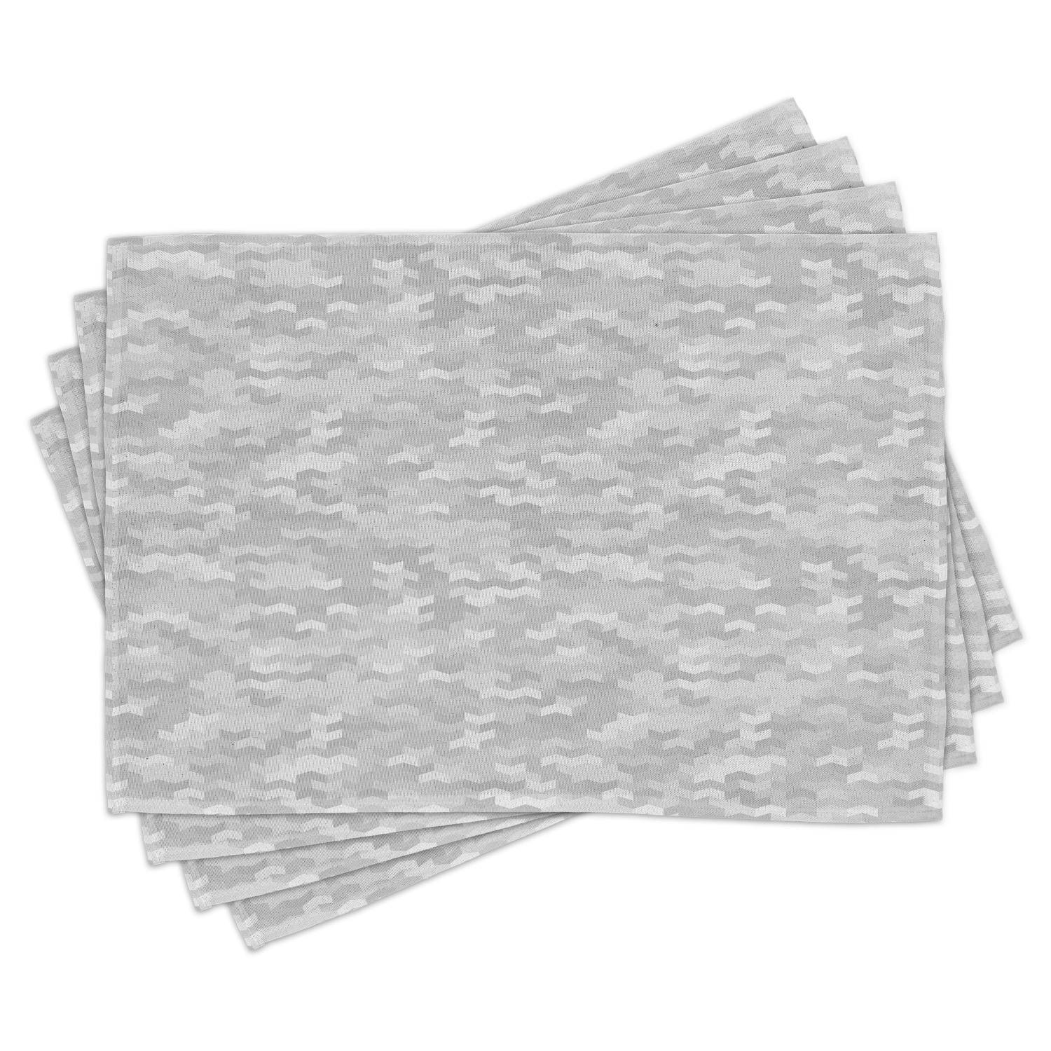 Grey Placemats Set of 4 PuzzleLike Pattern with Symmetric and Fractal