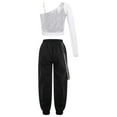thumbnail image 2 of TiaoBug Girls 2 Piece Jazz Street Dance Outfit Hip Hop Crop Top with Jogger Pants Set Tracksuit Silver 12, 2 of 7