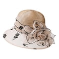 thumbnail image 6 of XINPING Women's Floral Lace Sun Hat, Elegant Wide Brim Tea Party Hat with Flower Embellishments for Events, Weddings and Beach Vacation, 6 of 6