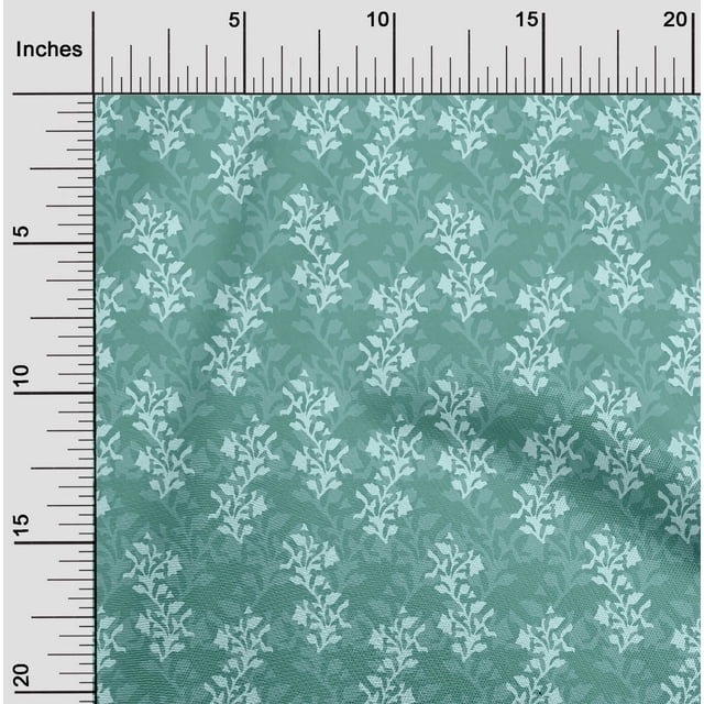 oneOone Georgette Viscose Fabric Leaves & Floral Block Print Fabric By The Yard 42 Inch Wide