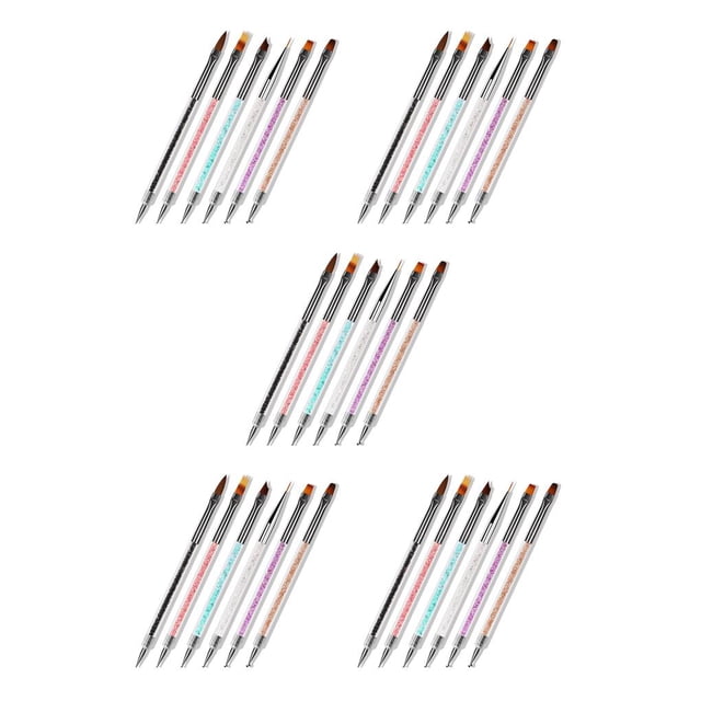 Vogacara 6 Pieces Nail Brush Set Color Painting Powder Handle Crystal Pole Manicure Anti-slip Elegant Inlaid Pens Flower Accessories 6 piezas 5piezas Vogacara CBP256733