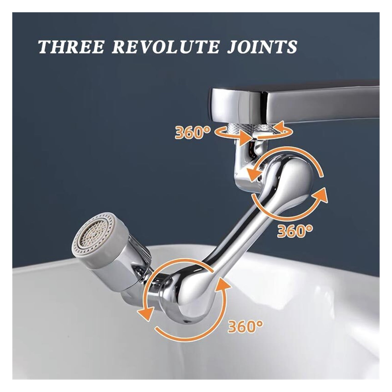 1080° Universal Faucet Extender Rotatable Lifting Robotic Arm Kitchen Bathroom All Copper Basin Splash Spout Extension Aerator ,Water Saving