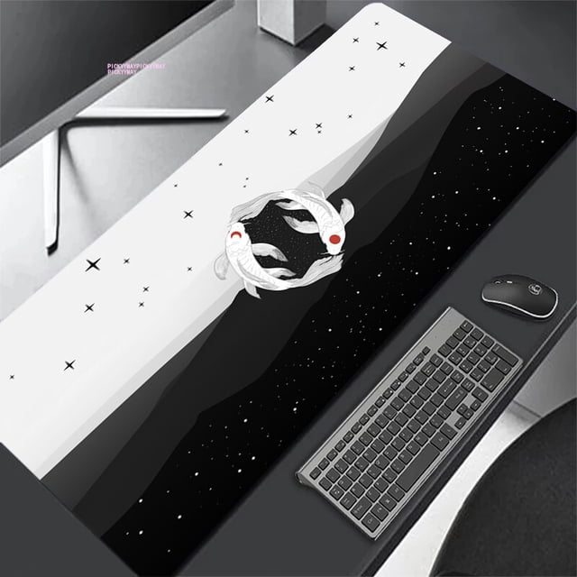 Alfombrilla de ratón en blanco y negro, alfombrilla para teclado de gran empresa, alfombrillas de ratón XXXL, alfombrilla de escritorio de goma de 31,4x11,8 pulgadas, Alfombra de escritorio de diseño LIUWENJING unisex