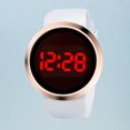 thumbnail image 2 of Reloj electrónico de pulsera con LED de aleación para hombre y mujer, con pantalla táctil, digital, ideal como regalo de cumpleaños (correa blanca dorada) (blanco), 2 of 7
