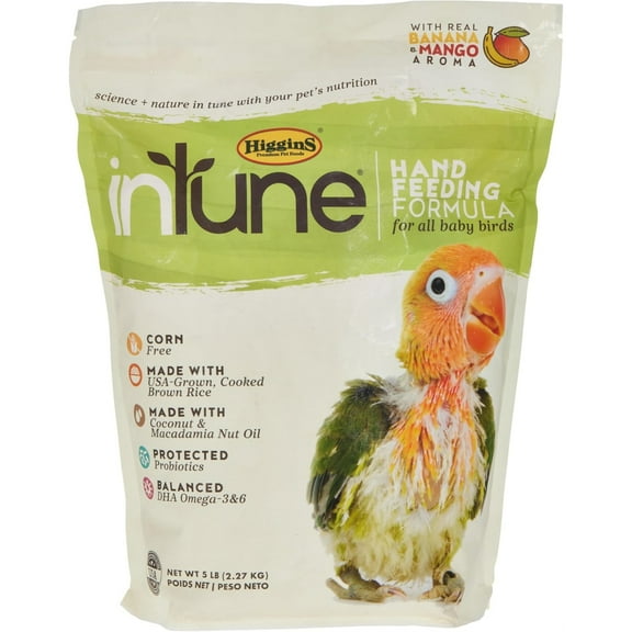 Higgins Intune Natural Hand Feeding Regular Formula Bird Food, 5 Lb