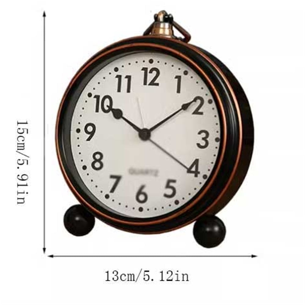 Vintage Round Analog Alarm Clock Battery Operated Bedside Clock for Living Room Bedroom Office School Dorm Room Desk Clocks for Table Decor