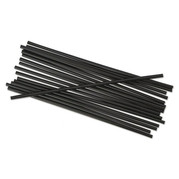 Boardwalk Unwrapped Single-Tube Stir-Straws, 5 1/4", Black, 1000/Pack, 10/Carton BWK STRU525B10