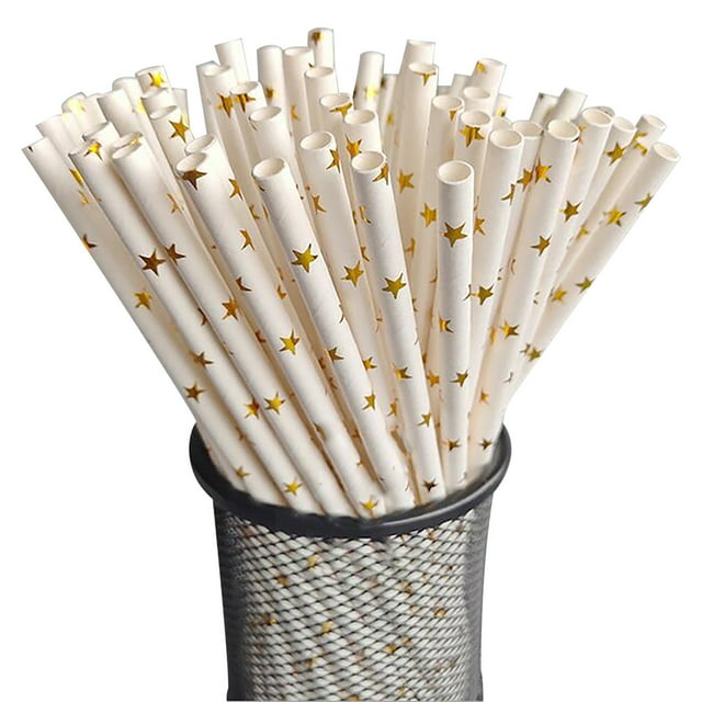 Aqestyerly Paille en Papier Jetable Dégradable Colorée pour Boisson