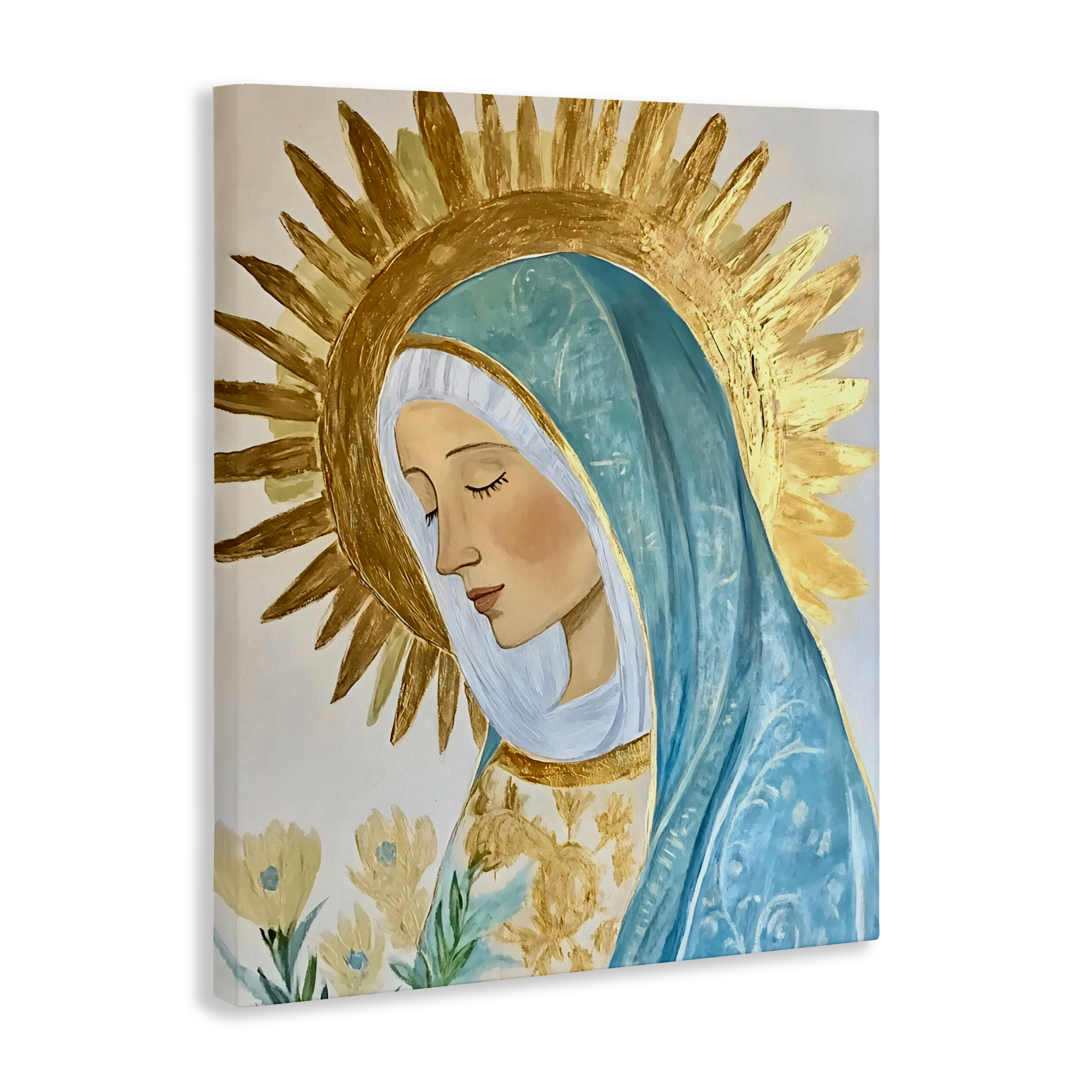 Holy Mary In Gold Canvas Wall Art, design by Franklyn Gregory