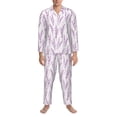 thumbnail image 3 of Sikiie Lavender Flowers Mens Pajama Set, Soft Warm Long Sleeve Sleepwear, Cozy Button-Down Pjs for Men-Large, 3 of 7