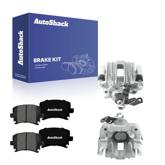 AutoShack Rear Brake Calipers & Premium Ceramic Brake Pads for Volkswagen, Jetta 2005, FWD L4 1.8L 1.9L 2.0L