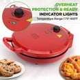 thumbnail image 3 of NutriChef Countertop Pizza Maker | 1500W Non-Stick Electric Pizza Cooker | Make 12" Personal Pizzas, Eggs, Toast & More | Cool-Touch Handles, Compact & Space-Saving | Temp Range 175-400°F | Red, 3 of 5