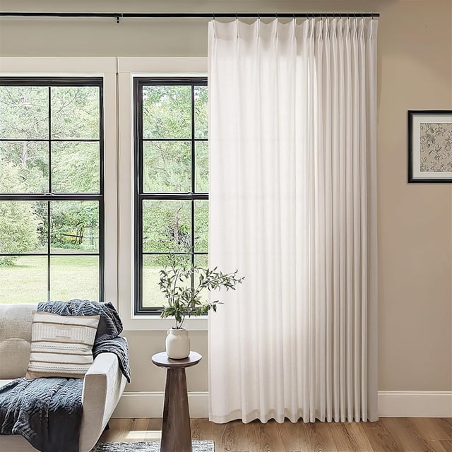 ASWZXCFGV Sage Green Linen Sheer Curtains 96 Inches Long Memory Shape Trained Pleated Curtain for Living Room with Hooks Rings Back Tab Pinch Pleat Drapes 96 Inch Length for Boho Bedroom