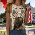 thumbnail image 2 of UngA 250 Anniversary USA Shirt Women Patriotic Eagle American Flag Cool Womens T Shirt (Beige,L), 2 of 7