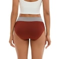 thumbnail image 3 of INSPIRE CHIC Women's Color-Block No Trace Underwear Mid-Waisted Full Coverage Briefs M Brown, 3 of 4