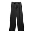 thumbnail image 7 of Women Casual Pants Womens Cargo Pants Daily Elastic Strap Waist Workout Solid Long Pants Casual Wide Leg Pants Women Black XXXXXL, 7 of 7