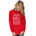 thumbnail image 3 of One Smile At A Time Optimistic Women's Long Sleeve T Shirt Brisco Brands M, 3 of 6