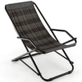 thumbnail image 1 of Costway Silla Mecedora de Mimbre de PE para Patio con Apoyabrazos y Estructura de Metal 106 x 65 x 79 cm Gris Mezcla, 1 of 8