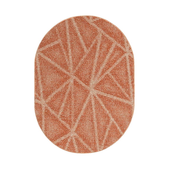 Furnish My Place Modern Indoor/Outdoor Commercial Solid Color Rug - Rust, 9' x 12' Oval, Pet and Kids Friendly Rug. Made in USA, Area Rugs Great for Kids, Pets, Event, Wedding