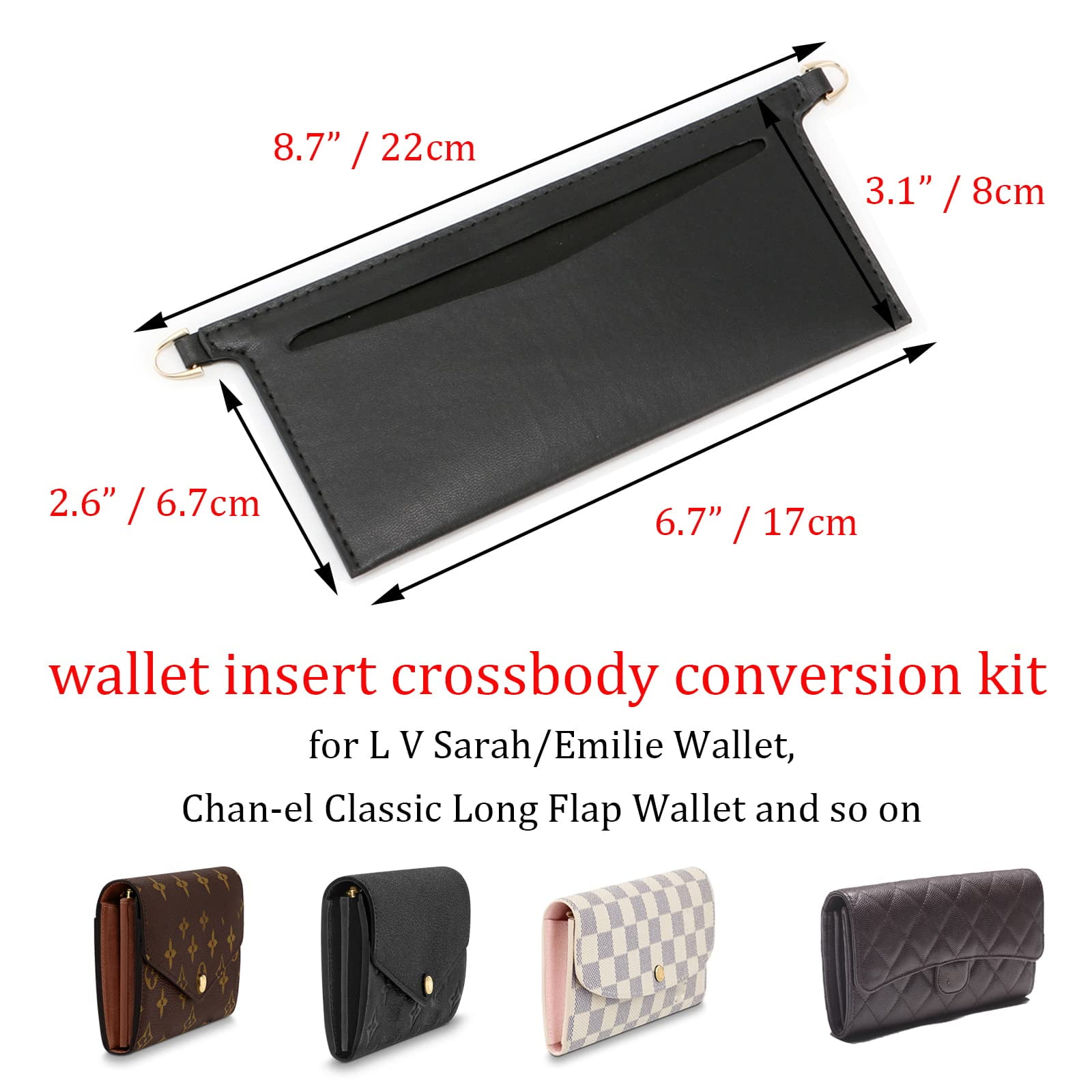 YESIKIMI Puse Conversion Kit For LV Sarah Emilie Wallet .Clear  TPU insert with Chain Gift For Her mother's day gift : Clothing, Shoes &  Jewelry
