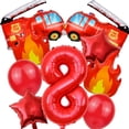 thumbnail image 1 of Ensemble de 9 Ballons de Feu Camion de Pompiers 32 Pouces Chiffres Rouges 0-9 Ballons d'Anniversaire Pompier Décorations de Fête Fournitures de Fête de Festival, 1 of 5
