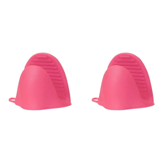 FXMLRLK 1 Pairs Silicone Mini Cooking Pinch Grips Oven Mitts - Mini Finger Protector Pot Holder for Kitchen,Cooking,Baking,BBQ - Heat Resistant Gloves, Pink