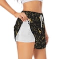 thumbnail image 3 of Lsque Christmas Gold Deers1 Printed Women's Running Shorts with Liner Pockets,Elastic Quick Dry Workout Athletic Gym Yoga Shorts,Womens High Waist Shorts-Large, 3 of 9