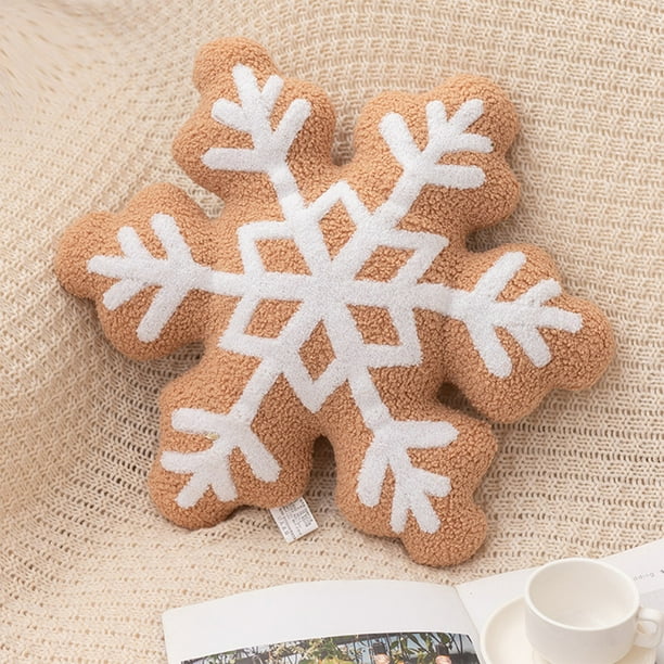 Adornos navideños, cojín decorativo navideño con forma de copo de nieve para salón, sofá o dormitorio. Ideal para decoración navideña. Cojines de felpa corta.