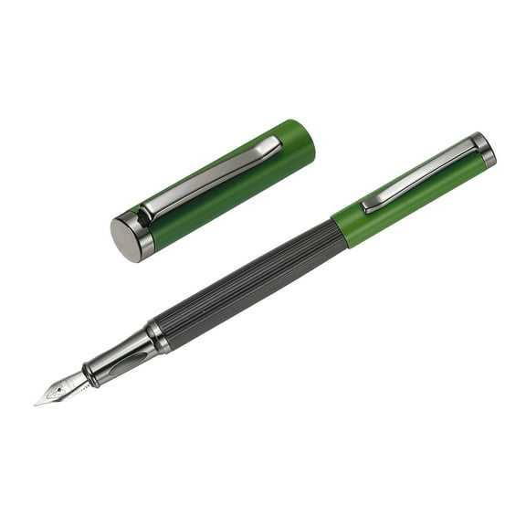 Uxcell Fountain Pen Medium Nib, Metal Fountain Pen Barrel Handcrafted Pen for Professional Office Journaling Gifts, Green