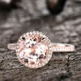 thumbnail image 5 of 3.75 Carat 10mm Round Cut Morganite Engagement Ring 10K Rose Gold Halo Diamond Moissanite Ring, Promise Ring, Anniversary Ring, 5 of 7