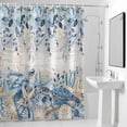 thumbnail image 2 of Ocean Turtle Shower Curtain, Retro Sea Stars Shells Blue Leaf Beige Stripes Waterproof Shower Curtain Set with 12 Hooks Lightweight Bath Curtains Fabric Bathroom Decor 72x78 Inches, 2 of 9