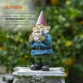 thumbnail image 4 of Alpine Corporation 12" Tall Outdoor Garden Gnome with Bird Yard Statue Decoration, Multicolor, 4 of 11