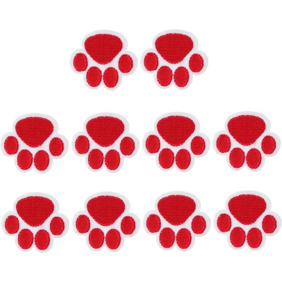 10Pcs Dog Paw Iron on Appliques Paw Embroidered Patches Sew on Repair Patches for Jeans Jackets Bags Clothing Repair Arts Crafts DIY Decoration