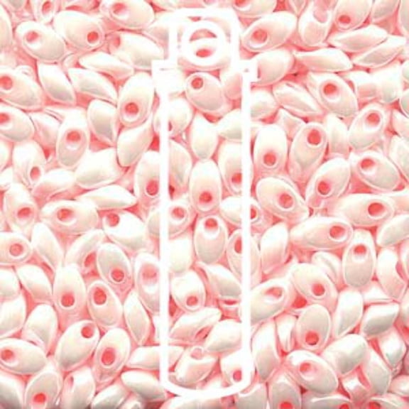 White Pink Color Lined Miyuki Long Magatama Beads 4x7mm LMA-427-TB