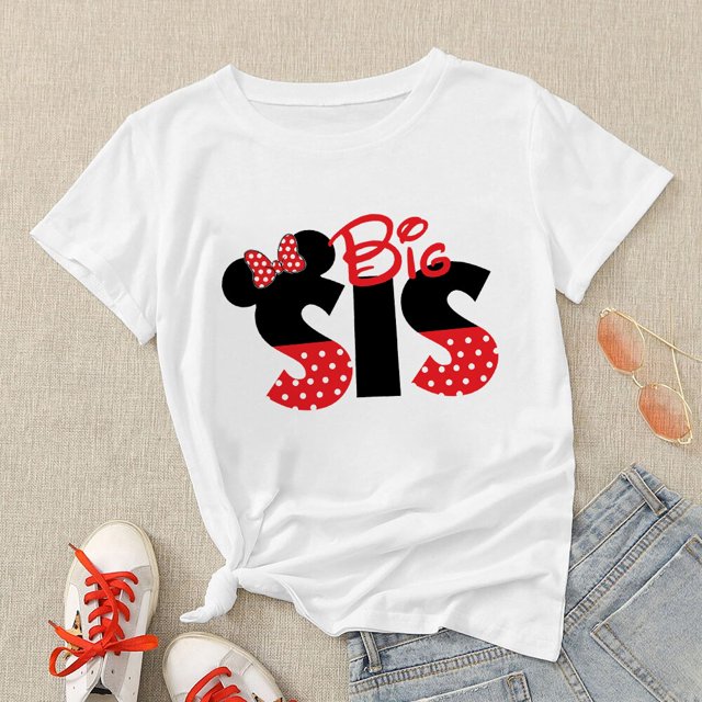 Mother Kids Family Matching Outfits Mickey Mouse Disney T Shirt Dad Mom Son Daughter Clothes Fashion Bro Sis Summer T-shirts SetAldult-M(1pc) Gao Jinjia LED