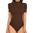 thumbnail image 2 of Xishao Blusa de manga larga con cuello alto falso, manga corta, manga abombada, ropa de trabajo, body elegante Xishao ropa, 2 of 2