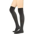 thumbnail image 4 of Lian LifeStyle Women's  1 Pair Adorable Comfortable Soft Thigh High Over Knee High Cotton Socks Size 6-9 L1024 Black, 4 of 4