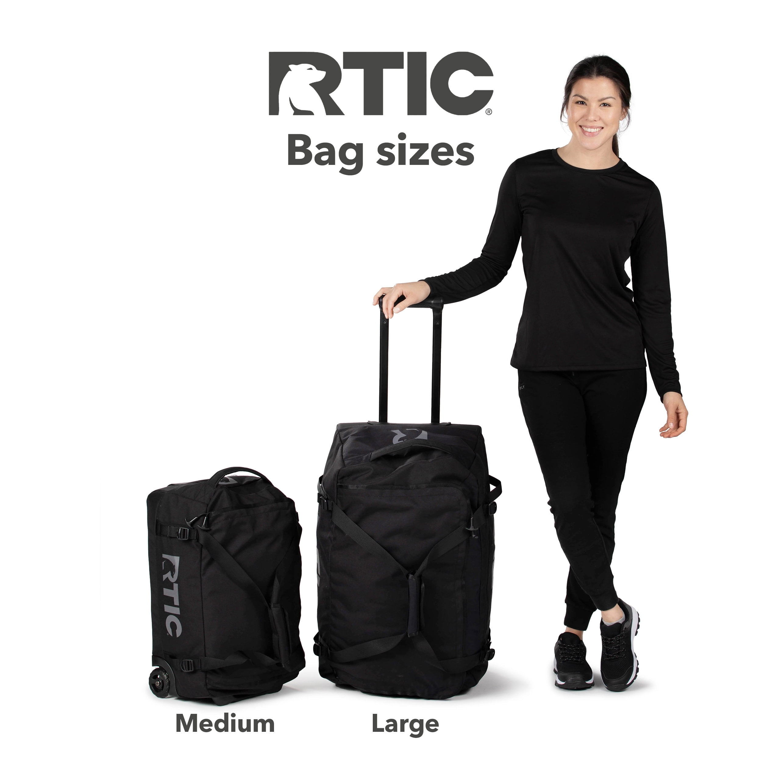 RTIC Road Trip Rolling Duffle Bag Large Water Resistant and Wheeled Black