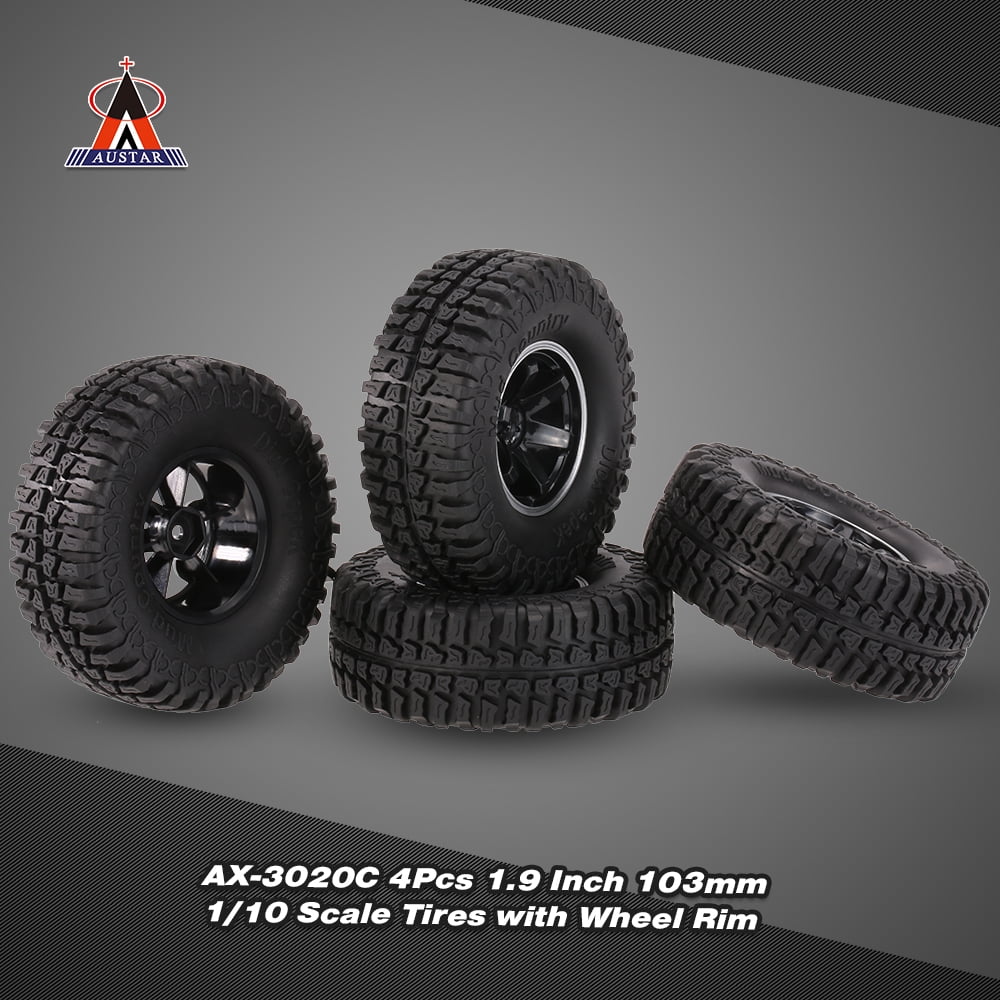 4Pcs AX-3020C 1.9 Inch 103mm 1/10 Scale Tires with Wheel Rim D90 SCX10 CC01 RC