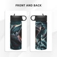 thumbnail image 3 of Honeii Wave Chain Shark Print 18 oz Insulated Water Bottle with Straw Lid, Stainless Steel Sports Water Bottles, Double Walled Vacuum, Leak Proof, 3 of 8