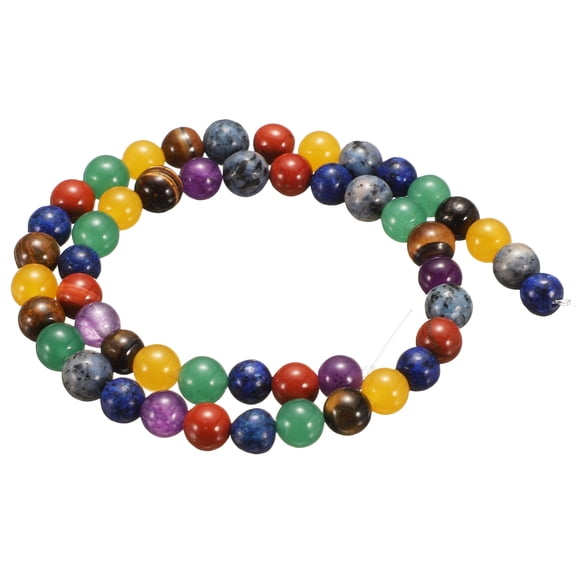 Uxcell 100pcs Natural Stone Beads 6mm 7 Mixed Color Round Gemstone Stone Loose Beading Real Genuine Smooth Balls Bead for Jewelry Making Bracelets Necklace Earrings DIY
